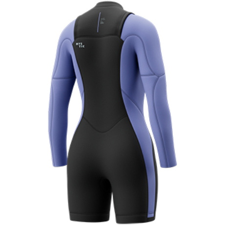 2026 Mystic Womens Haven 3/2mm Double Chest Zip Long Sleeve Shorty Wetsuit 35000.270044 - Iris Blue